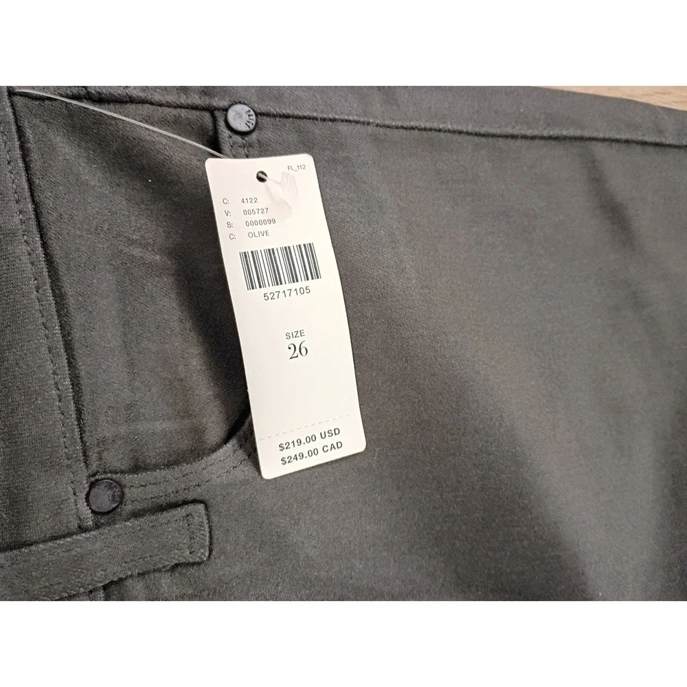 Anthro PAIGE Hoxton Ankle High Rise Coated Skinny Jeans Olive Grn 26x27 NWT $216
